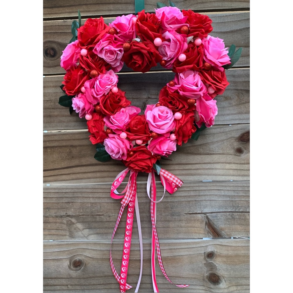 Mother’s Day Rose Floral Heart Shaped Wreath Home Decor Gift